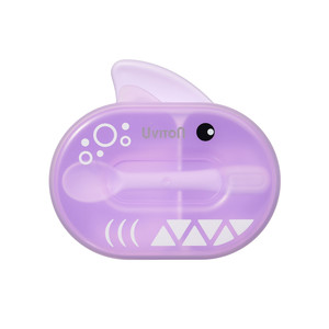 Тарелочка с крышкой и ложечкой Shark (пурпурный) в коробочке.